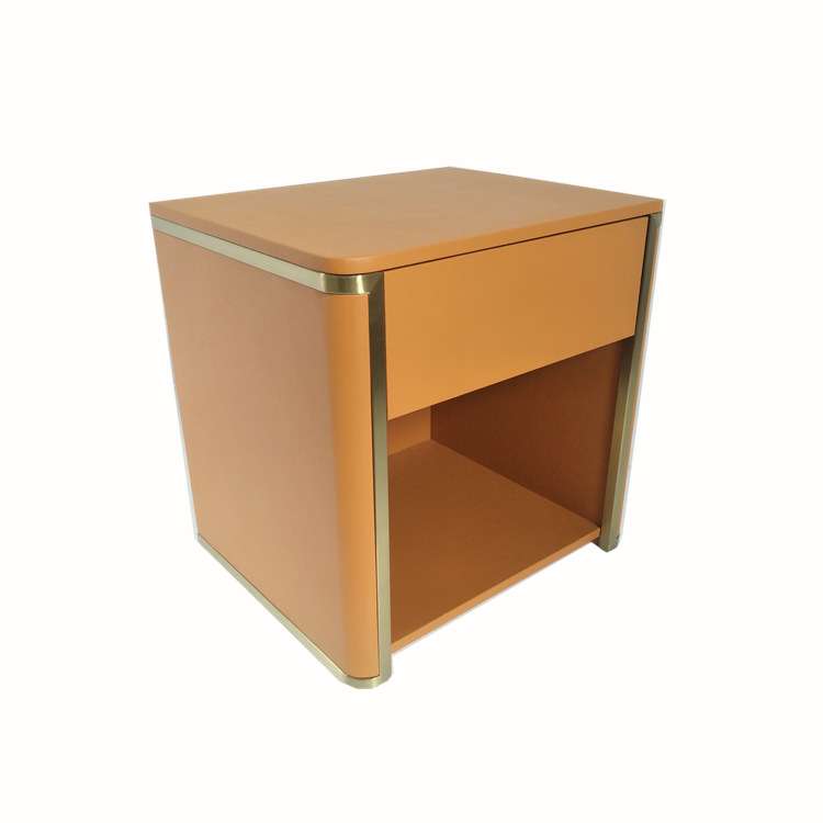 爱美佳直销售楼部意式现代轻奢床头柜 样板房皮制床头柜简约