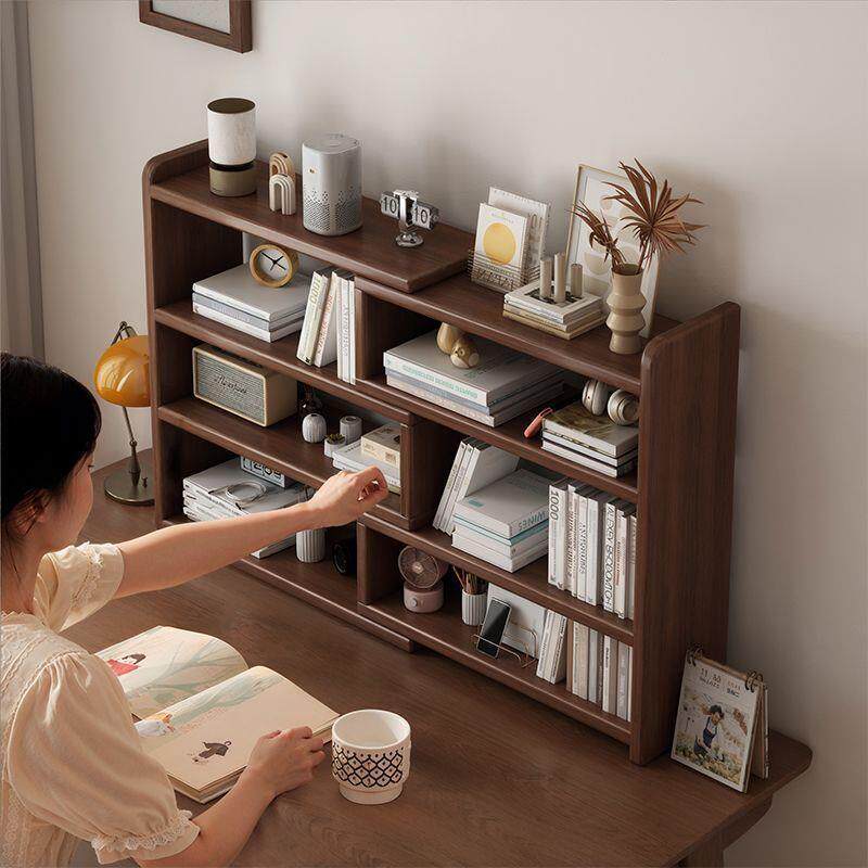 桌上书架实木家用置物架桌面可伸缩书柜书桌收纳架办公室储物柜子