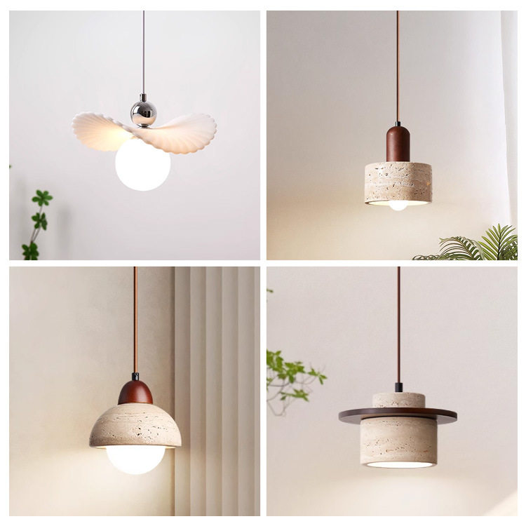 黄洞石日式复古创意玄关吊灯法式中古客厅床头主卧室高级感小吊灯