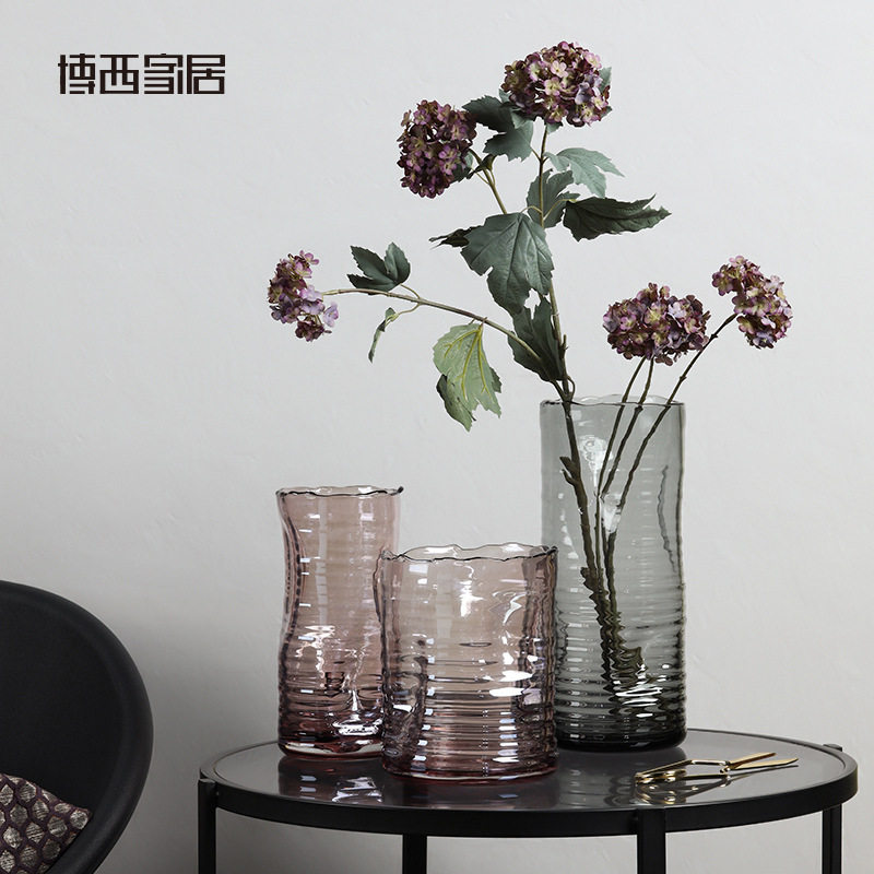 博西家居 玻璃花瓶现代简约圆柱扭转花器 设计师家居软装饰品摆件,橡塑材料及制品,其他塑料制品,淘宝优惠券,粉丝福利购,淘宝优惠卷