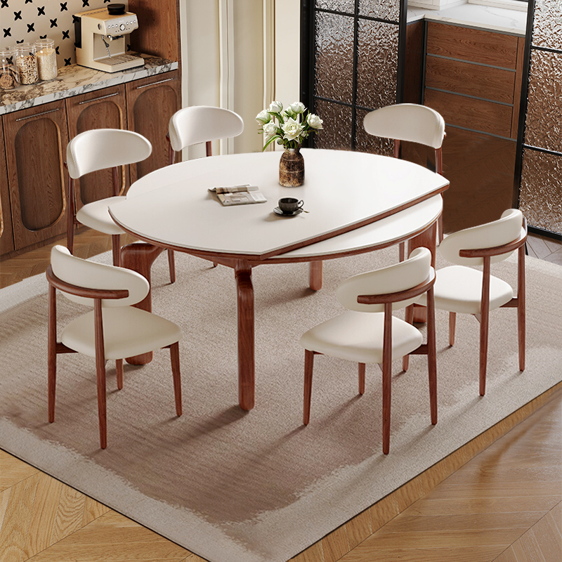 岩板餐桌方圆两用组合