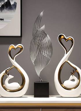 风生水起摆件酒柜电视柜客厅玄关家居饰品简约创意金属海螺工艺品