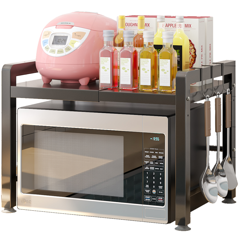 可伸缩厨房置物架微波炉架子台面桌面烤箱支架家V用电饭煲收纳架