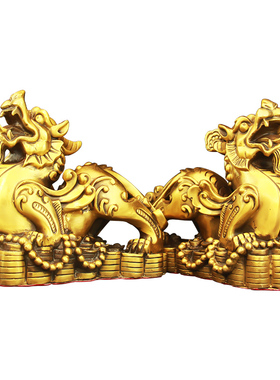 纯铜貔貅摆件一对招財鎮宅客厅店铺家居玄关办R公室皮丘貔恘大小