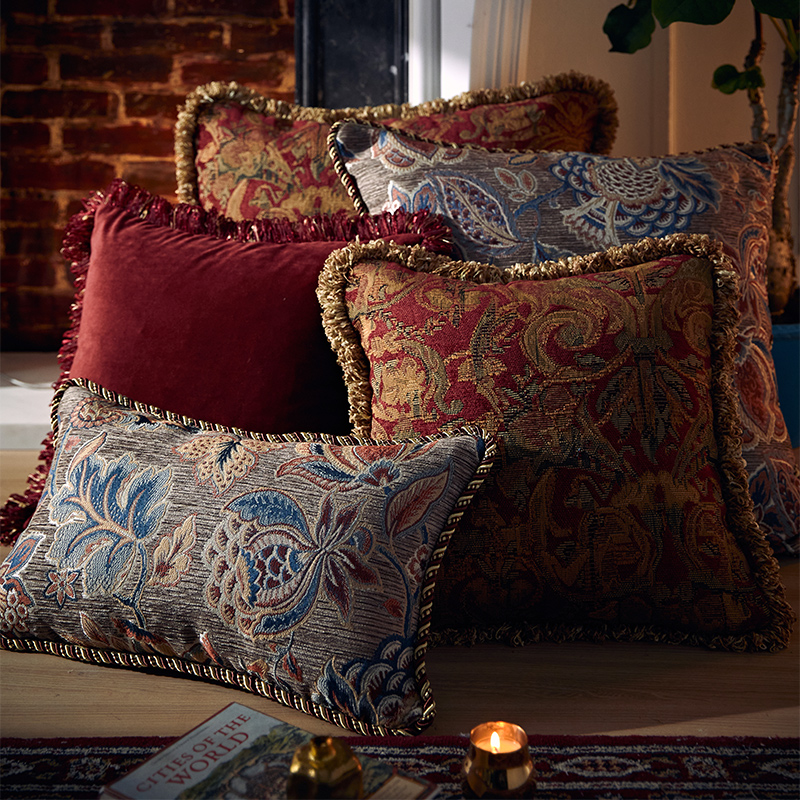 美式复古怀旧抱枕靠包轻奢高档沙发靠枕套不含芯法式餐Z椅腰枕靠