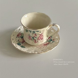 复古欧式 下午茶玫瑰少女粉红B佳人陶瓷咖啡杯碟花茶礼物杯子