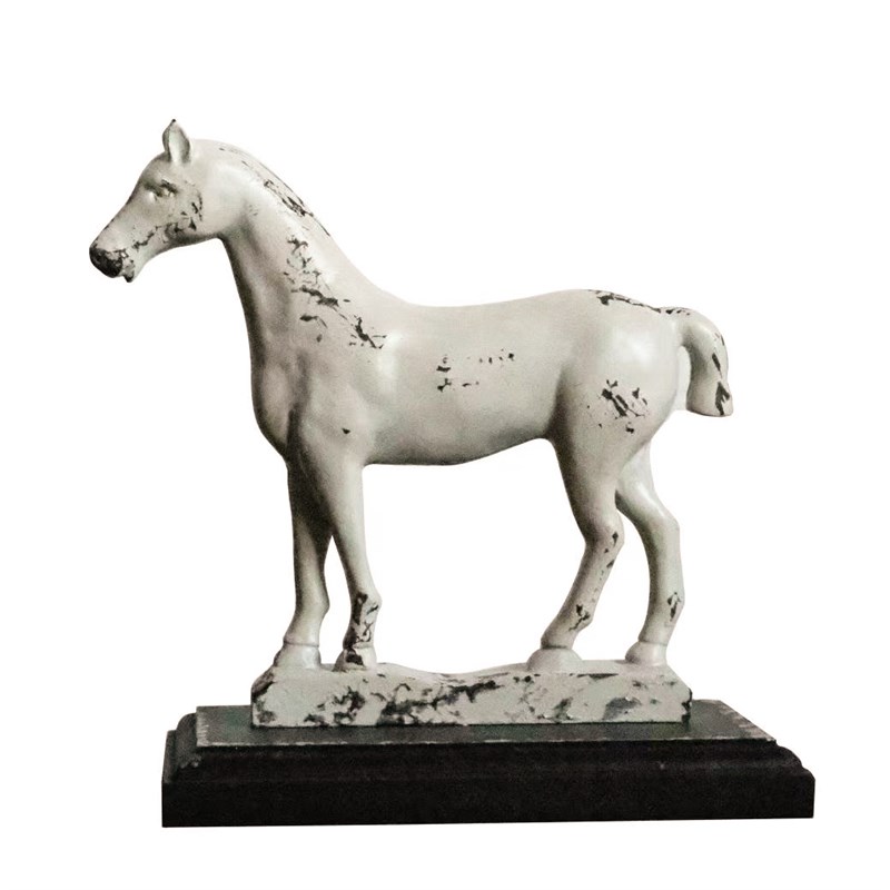 美式做旧白马模型创意桌面摆件w家居书房客厅酒柜架摆设装饰工艺