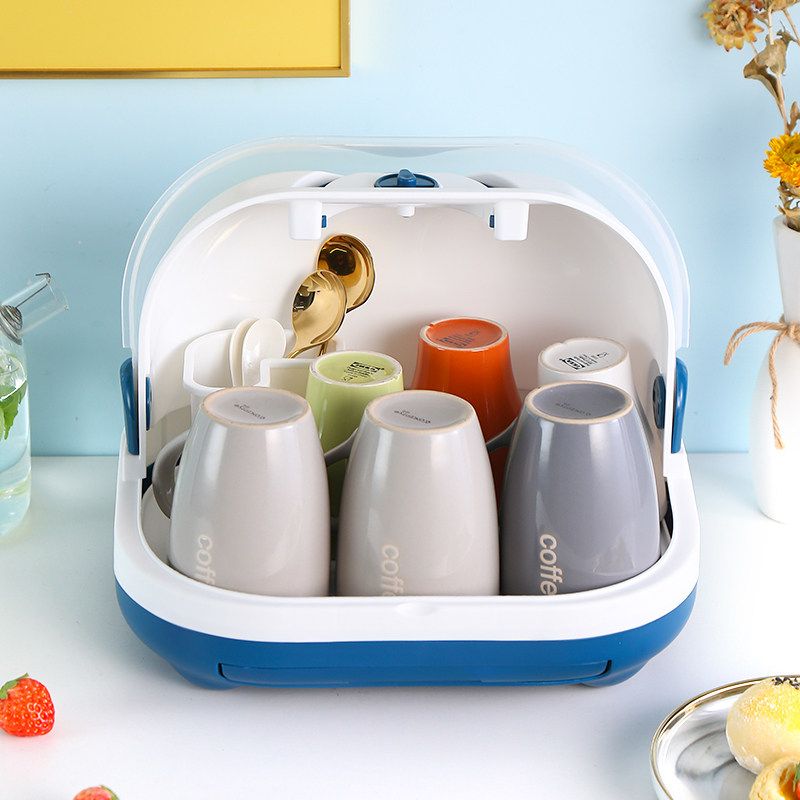 家用玻璃茶杯g架沥水托盘置物带盖厨房放碗架防尘放奶瓶杯子收纳