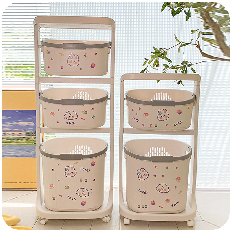 ins浴室小推车卫生间脏衣篓厕所落地置物架移R动收纳篮家用神器