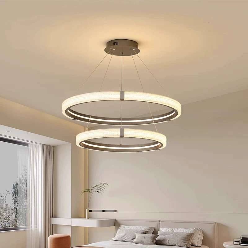 现代意式极简客厅圆圈吊灯北欧简约轻奢大气led环形卧室餐厅灯具