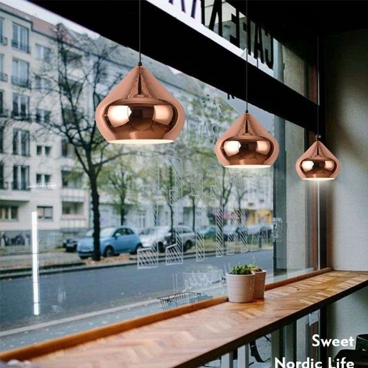 北欧简约玫瑰金吊灯酒吧咖啡厅奶茶店西餐厅吧台单头锅盖吊灯
