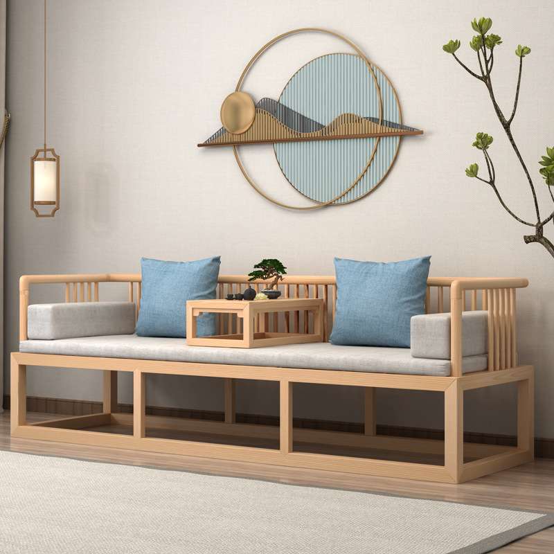 白蜡木罗汉床新中式禅意现代简约客厅小户型双人沙发民宿实木床榻