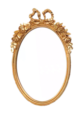 欧式复古金色雕花镜子面玻璃托盘D水果甜品盘民宿软装饰拍摄道具