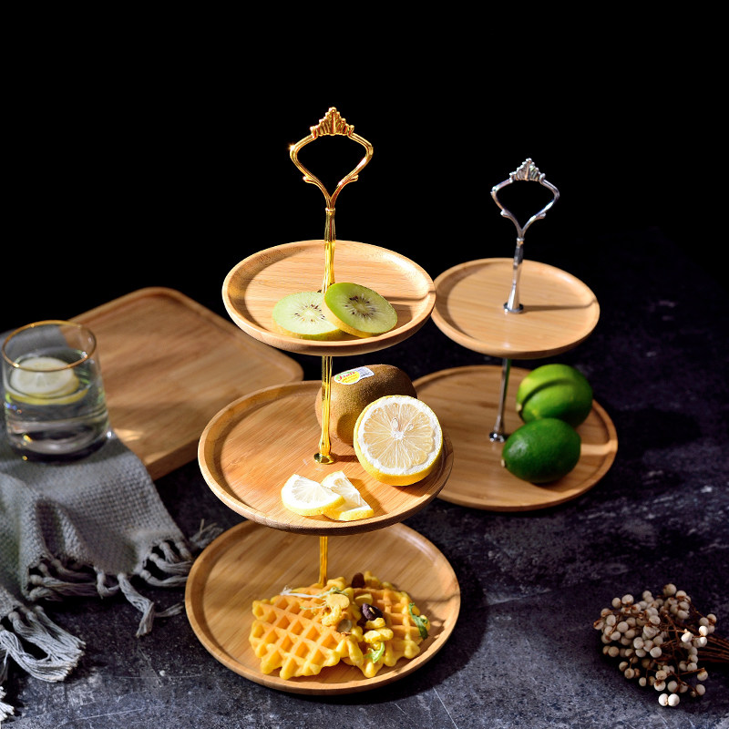 竹木质三层水f果盘创意店铺家用蛋糕点心托碟甜品台双层展示木架,餐饮具,果盆/果盘/果篮,淘宝优惠券,粉丝福利购,淘宝优惠卷
