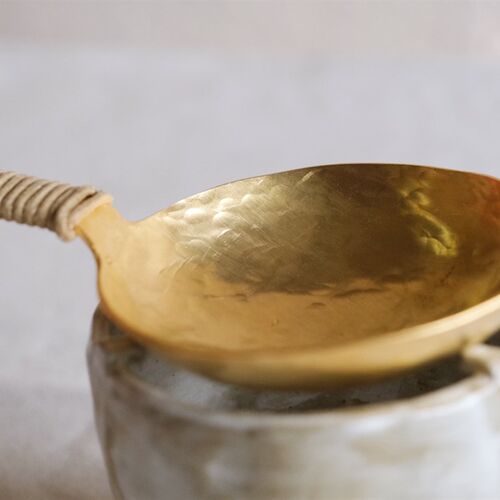 全手工锻打黄铜烤茶器 日式复古炒E茶勺茶叶提香器陈皮烘焙器茶盘