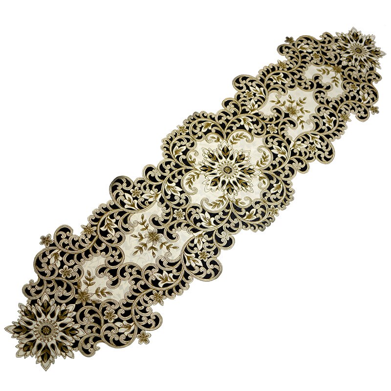 桌旗布艺欧式f 美式绣花餐桌布台布茶几巾桌垫 电视柜盖巾流苏床