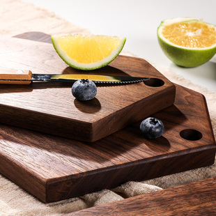 切菜板实木家用黑胡桃整木披萨托盘宝宝I辅食案板烘焙面包水果砧