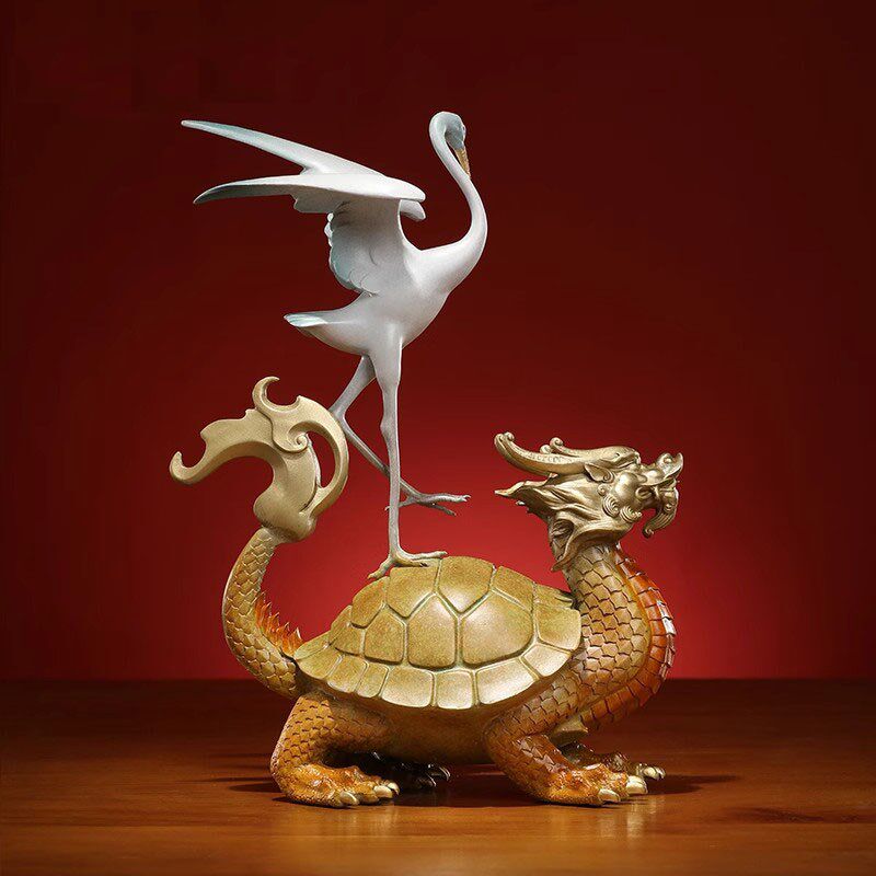 威弗列德全铜龟鹤延年摆件龙龟寿C星礼品送老人祝寿贺礼装饰摆件