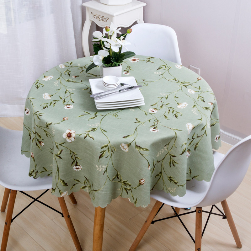 大园桌布布艺棉i麻小清新欧式圆形家用小碎花美式乡村圆桌餐桌圆