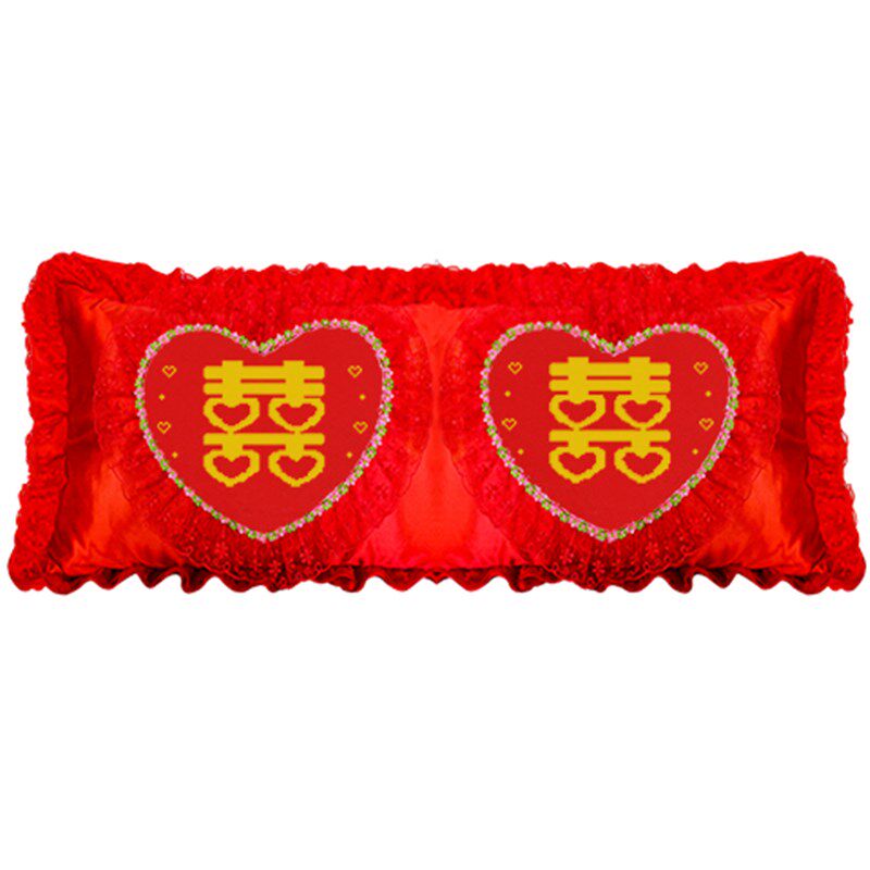 新款精准印花十字绣抱枕双人枕自己绣枕头套M1.5米情侣婚庆靠枕套