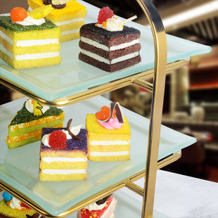 三层下午茶蛋糕点心盘酒会甜品台C展示架摆件餐厅水果托盘冷餐茶