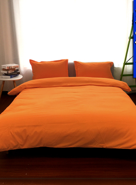 简约纯色四件套学生宿舍三件套3白色床单被L套宾馆四季款床上用品