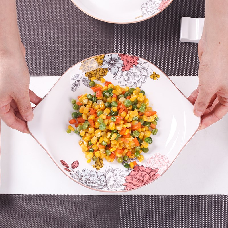 盘子菜盘家用新款釉中彩餐具炒菜碟子圆形陶瓷Q深汤盘饭盘套装组