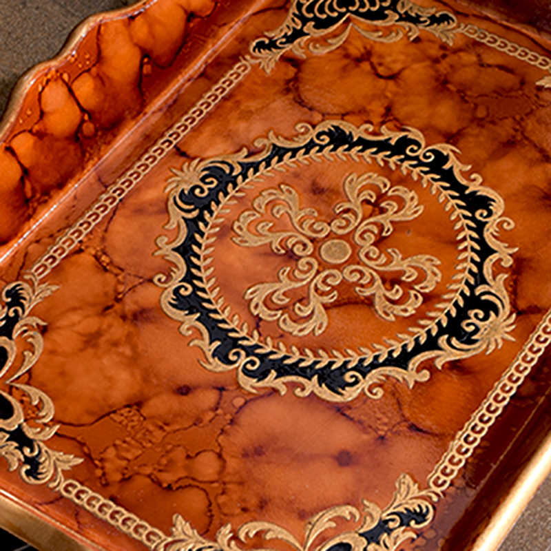 欧式创意木质家用客p厅茶几长方形托盘水果盘木制茶盘水杯托盘