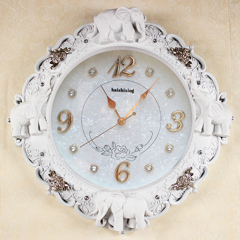 复古欧式田园挂表 大象挂钟客厅静音时钟 个性时尚装饰.创意石英