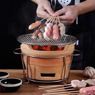 打边炉家用e室内老式木炭烧烤小炭炉全套泥陶土碳火炉围炉煮茶套