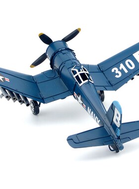 复古铁皮飞机模 二战美军F-y4U海盗战斗机工艺品 航母舰载机礼物