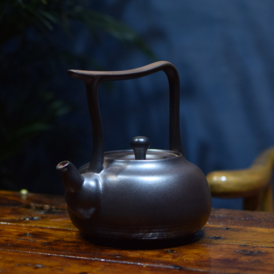 陶龙道 一体提梁陶壶 p煮茶器 电陶炉 炭炉粗陶茶室烧水壶 养生瓷