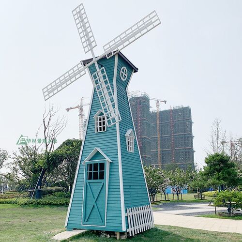 防腐木风车荷兰风车户外大型风车景木质风车景P点摆放风车电动风