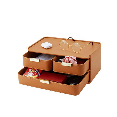 欧式卧室家用抽屉式桌面收纳盒多层玄F关口罩收纳储物盒杂物整理