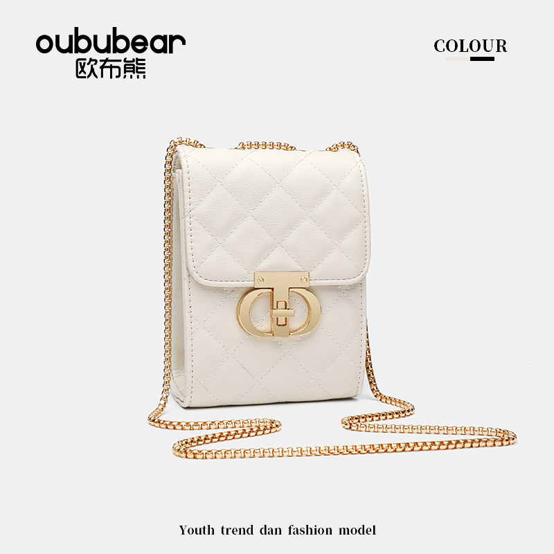 oububear/欧布熊2025新款时尚白搭小香风女包单肩斜挎链条包女包