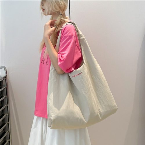 韩版慵懒风帆布包女包夏季休闲大容量托特包学生上课单肩包手提包