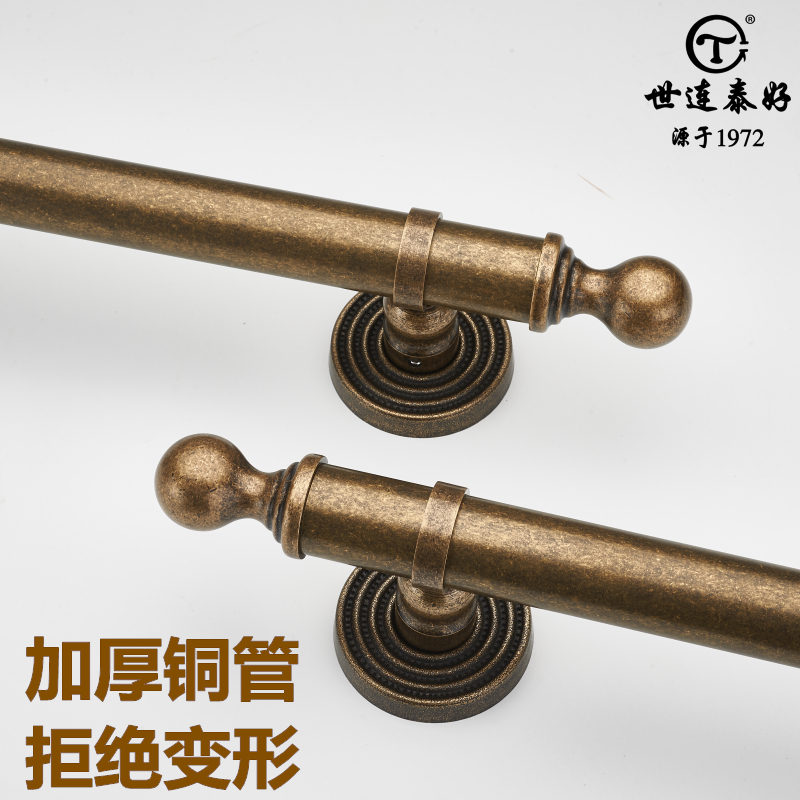 世连泰好双开h门大门拉手全铜中式仿古美式复古纯铜玻璃门把手明