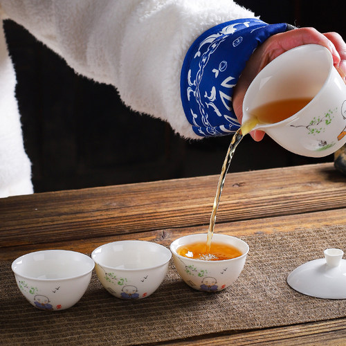 便携式旅行茶具小套装随身户外露营快客杯一O壶三杯泡茶壶喝茶装