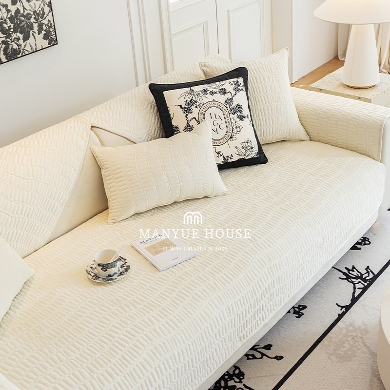 蔓越家 经年印痕 法式复古毛绒沙发垫客厅座垫沙发套罩Z巾防滑坐