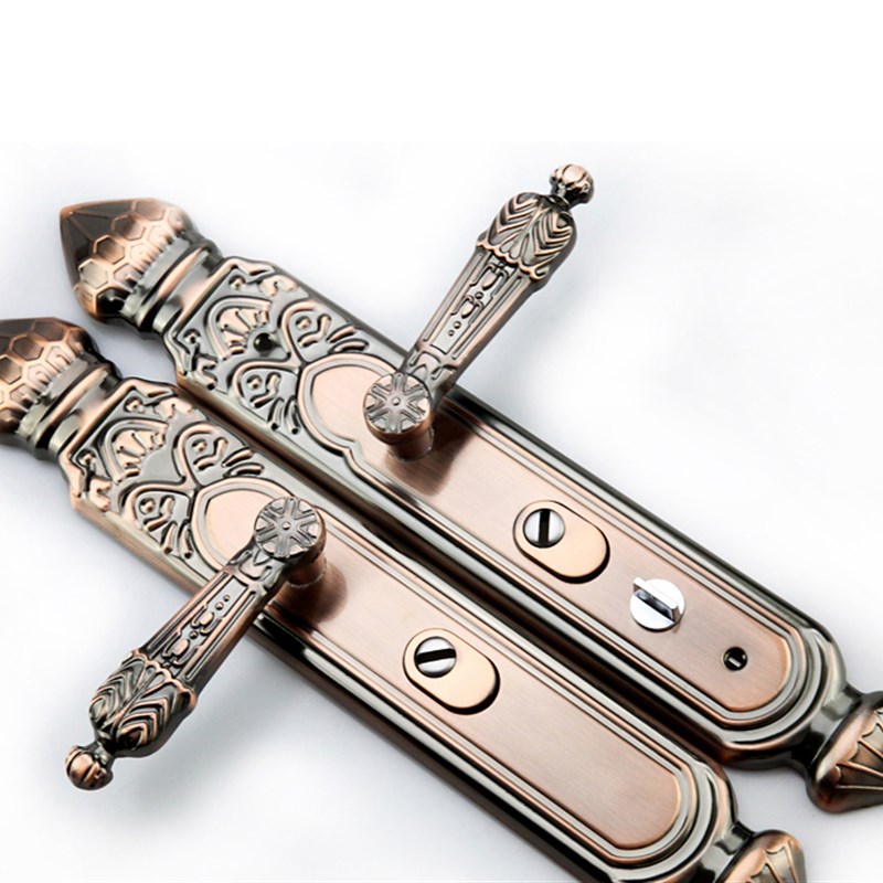 红古铜防盗门拉手把手大门锁加厚锌合金I执手大门把手门锁对开门