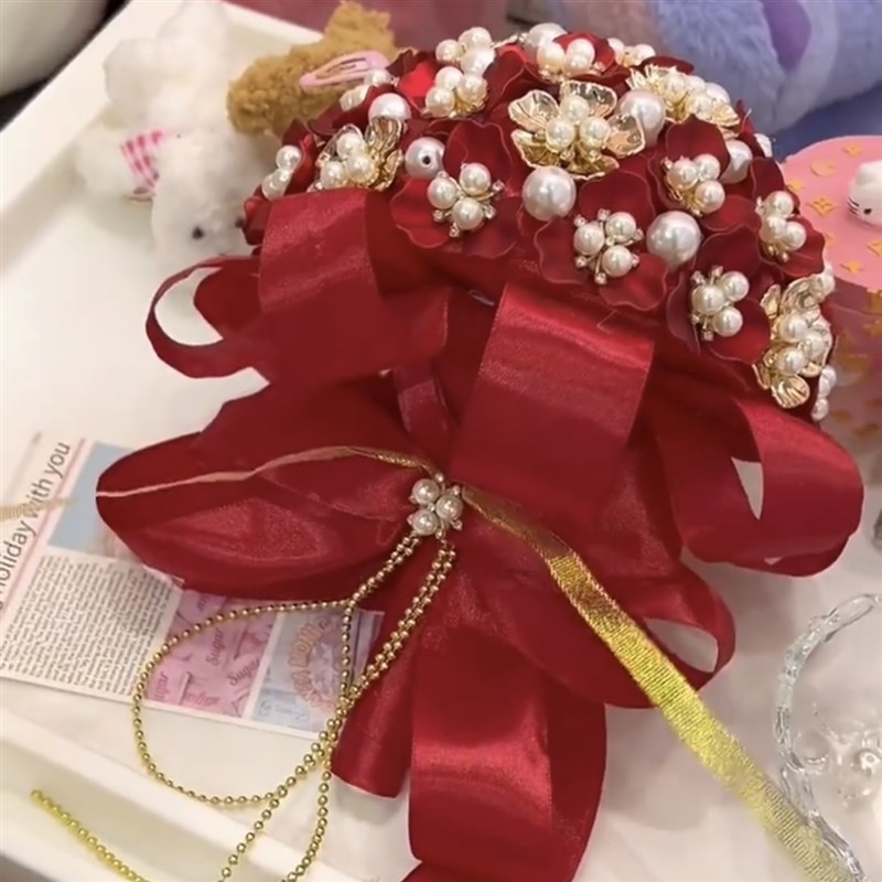 手捧花新娘结婚diy仿真花材料高级F感领证出嫁自制送闺蜜结婚礼物