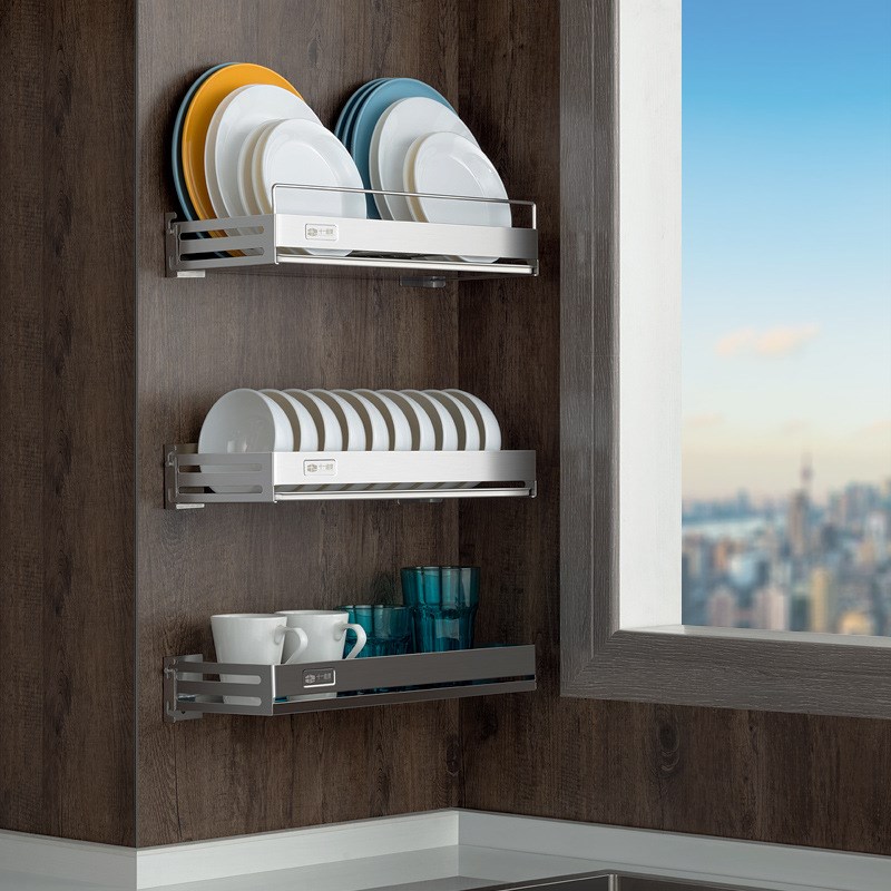 304不锈钢厨房置物架墙u上壁挂式免打孔锅盖收纳架菜板架刀架毛巾