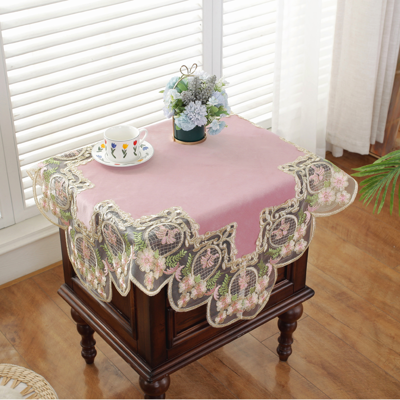 床头柜盖布公主风粉色桌布床头柜罩套美式M盖巾洗衣机防尘罩防尘