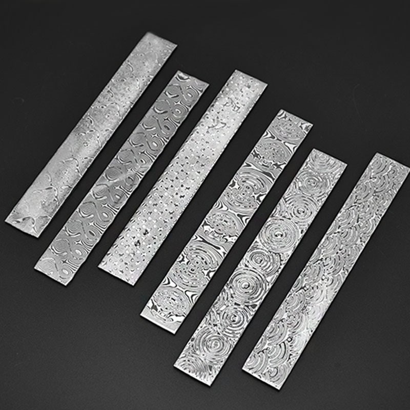 厂家新品新款花纹大马q士革钢胚无心全硬花纹钢条手工锻打刀胚材