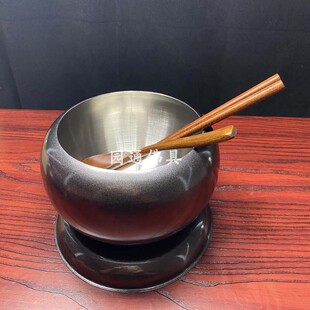 寺院用铁钵c出家人的饭钵盂双层隔热不锈钢僧人吃饭用钵碗钵袋