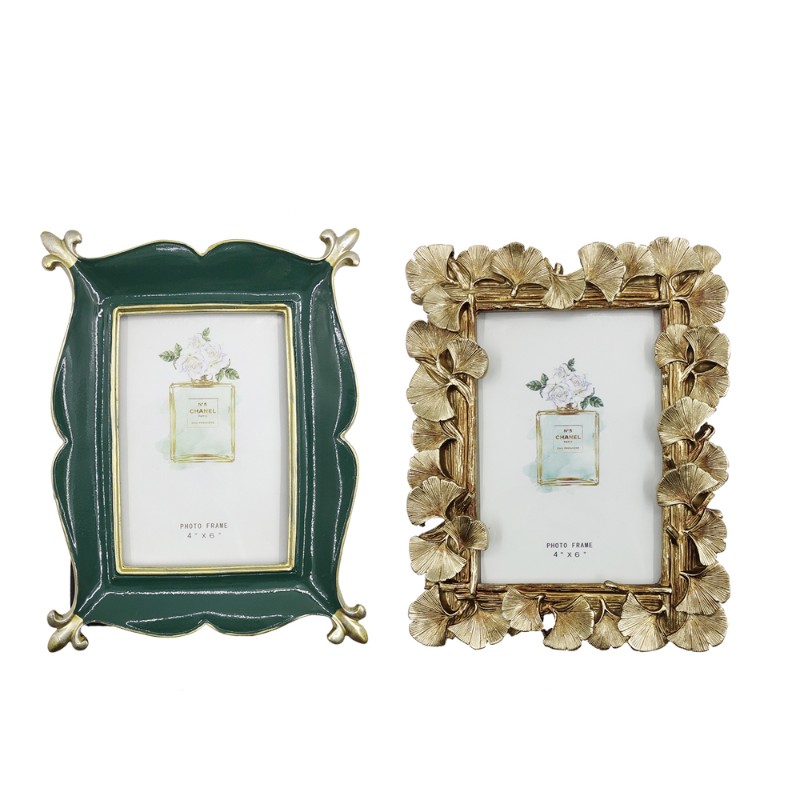 欧式金色银杏叶子j相框摆台美式挂墙复古绿照相架5678寸可立式象