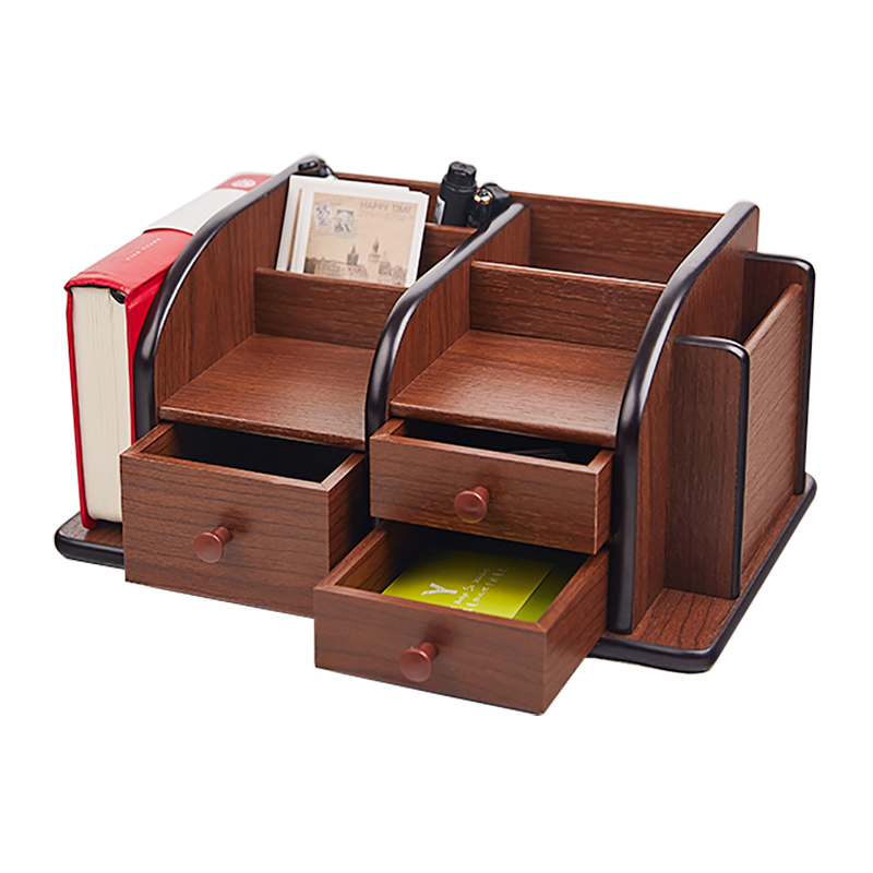 多功能木质笔g筒收纳盒桌面摆件办公文具收纳商务礼品笔桶创意时
