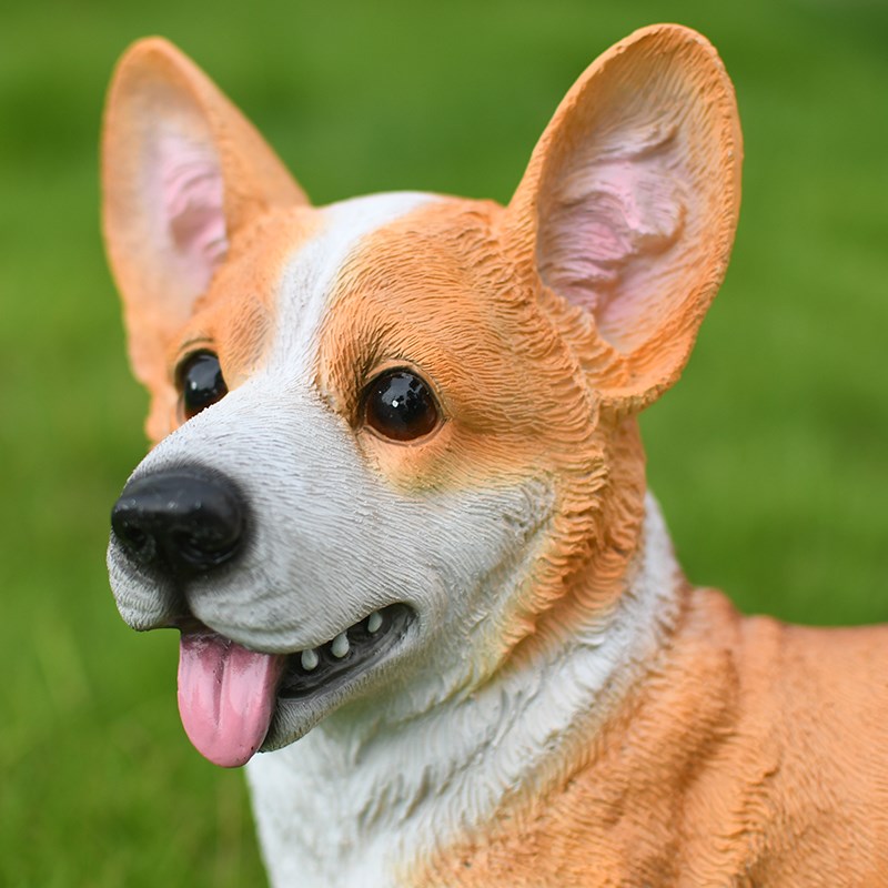 户外仿真动c物柯基摆件庭院花园客厅阳台幼儿园装饰宠物狗模型雕