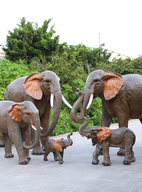 仿真大象玻璃钢大型动物雕塑楼盘园林庭院子园林落地Y景观装饰摆