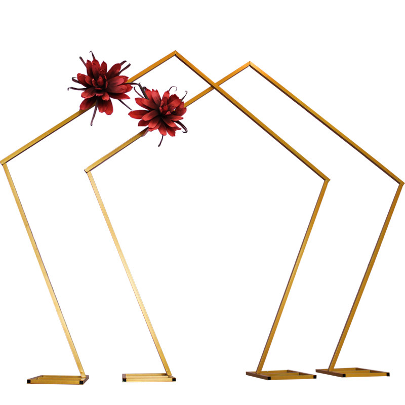 新款婚庆道具铁艺几何五边形架子户E外婚礼舞台背景异形拱门架子